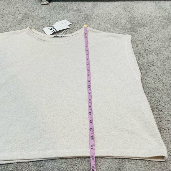 NWT ZARA Cream Linen Blend Square Boxy Sleeveless Top Size L - Picture 13 of 13